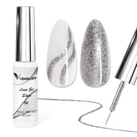 VENALISA Liner Gel Nail Polish 8ML 1 Pcs Silver Gel Polish With Thin Brush For French Nail Art Swirls Nail Design Soak Off UV Gel DIY at Home Manicure Salon