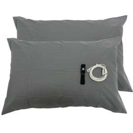 EMIKITS 2Pack Grounding Bed Pillowcase Queen 20x30 Inches, Gray Pillow Cover 5% Silver Fiber 95% Organic Cotton Natural Comfortable Good Sleep