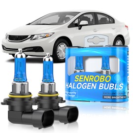 SENROBO Halogen Headlight Bulbs Fit for Honda 2004-2013 Civic 2014-2015 Sedan, 9005/HB3 High Beam Headlight Replacement Bulb, Super Bright 5000K White, Plug and Play, Pack of 2