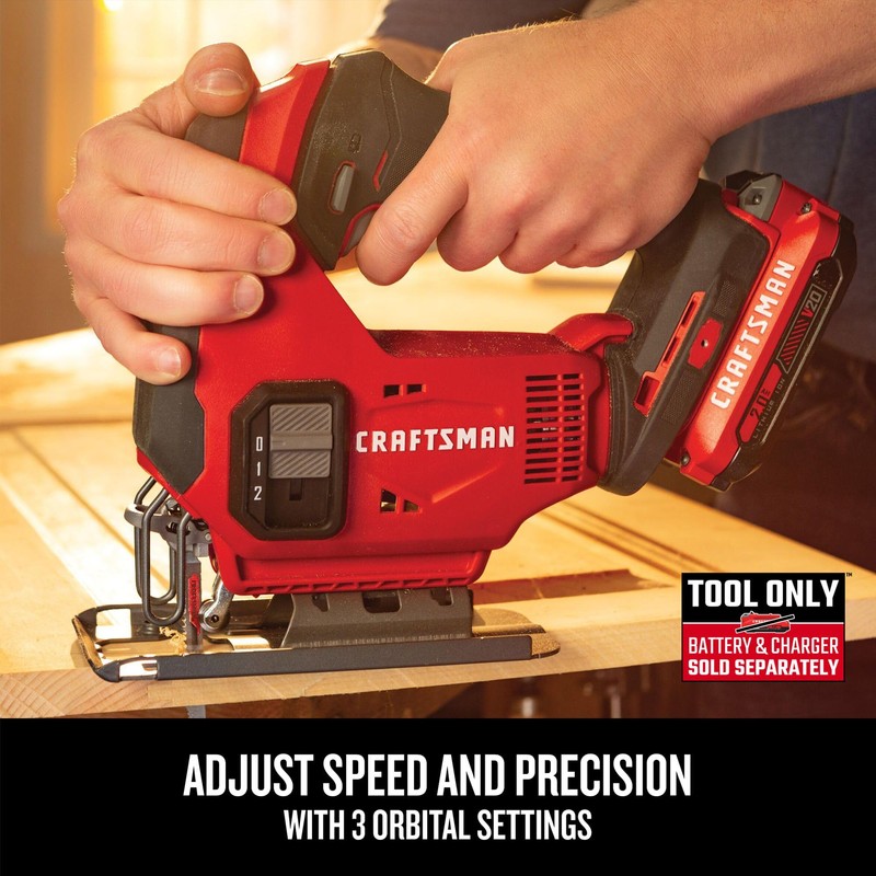 CRAFTSMAN V20 Cordless Jig Saw, 3 Orbital Settings, Up to