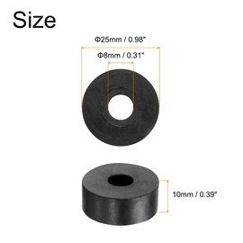 QUARKZMAN Pack of 12 Rubber Washers Rubber Spacer 25 mm Outer Diameter 8 mm Inner Diameter 10 mm Height Round Antivibration Spacer Rubber Bushings Grommets Thick Rubber Washers for Car Accessories