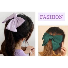 TIKA 6-Piece Ribbon Bow Hair Clips Set - Large Stylish Bowknot French Barrettes
