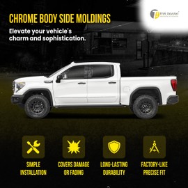 Trim Illusion Tape-on Chrome Car Door Side Molding Trim Exterior Body, Height 1-1/8 Inch, Length (2) 38 Inch (2) 42 Inch, SM103