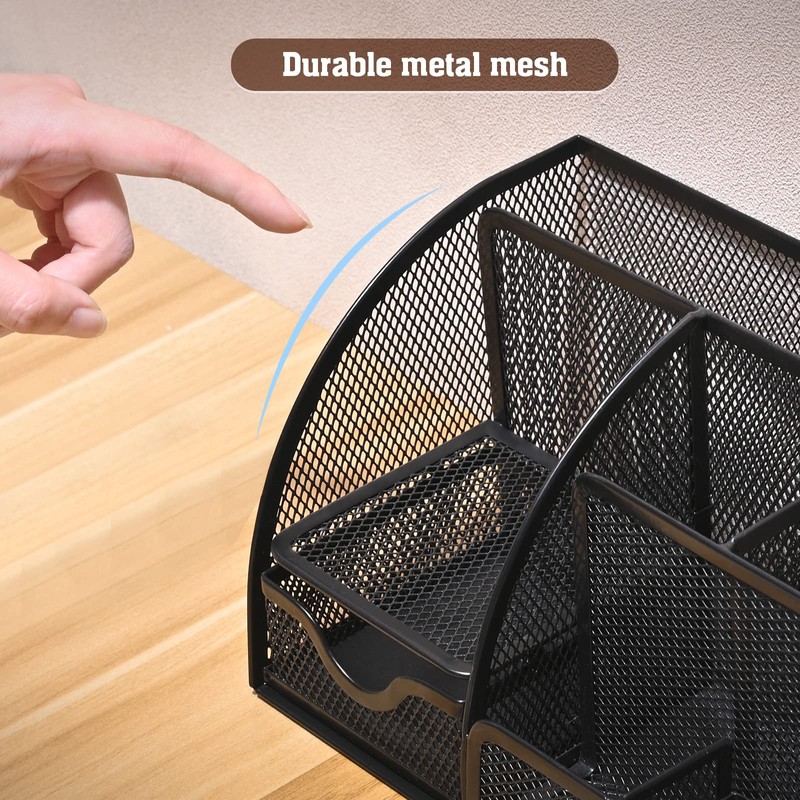 MumdoYAL Desk Organiser, Mesh Metal Office Organiser with Drawer and