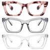 REAVEE 3 Pack Oprah Style Reading Glasses for Women Blue