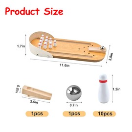 mini Bowling Set, Wooden Tabletop Bowling Game Desk Toys Desktop Home Alleys, Desk Gifts for Coworkers, Fun Gag Gifts
