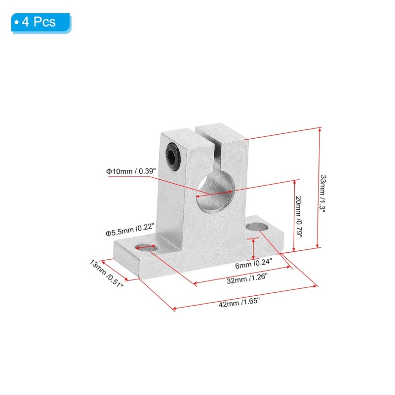 PATIKIL SK10 Aluminum Linear Motion Rod Rail Clamping Guide Support,
