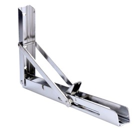 Amarine Made 1-Pack 12" Polished 304 Stainless Steel Folding Shelf Bench Table Folding Shelf or Bracket, Max Load: 330lb, Short Release Arm