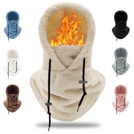 crazy bean Winter Hat Fleece Hood Balaclava Windproof Thermal Scarf Face Cover 3-in-1 for Outdoor Skiing Cycling(Khaki)