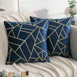 ETOLISHOP Cushion Covers 45 x 45 cm Grey Sofa Cushion Covers Replacement 18 x 18 Velvet Silver Cushion Set of 2 for Living Room Bedroom Couch Chair