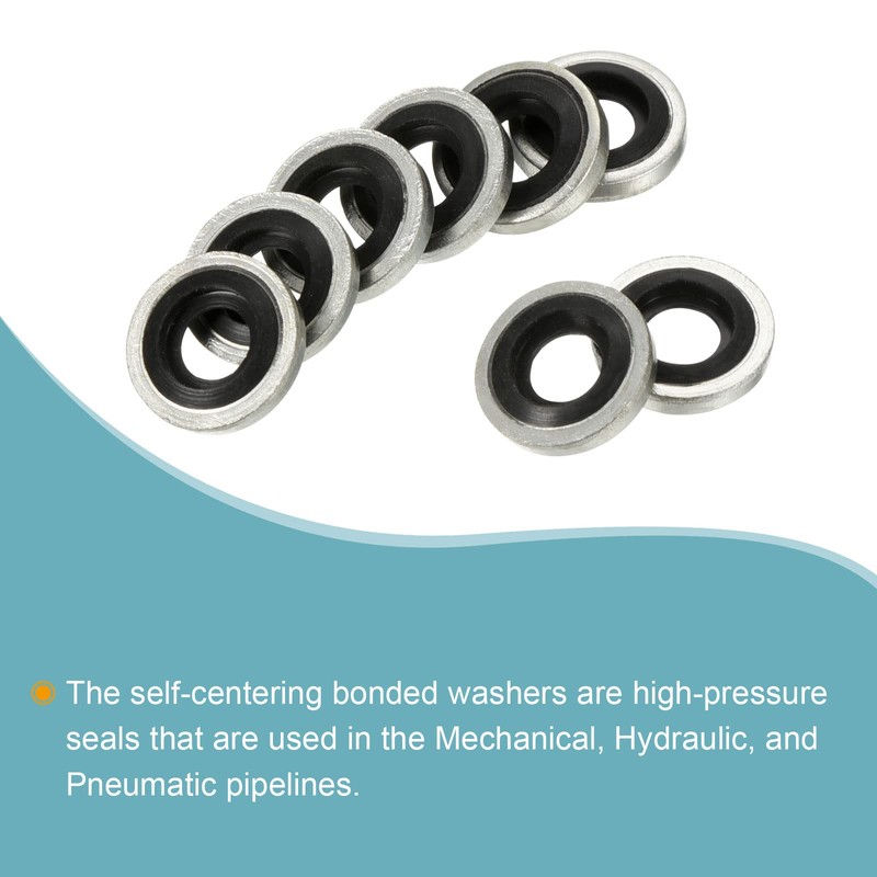 MECCANIXITY Bonded Sealing Washers M6 11.8x6.7x2mm Carbon Steel Nitrile Rubber