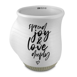 Lighthouse Christian Products Spread Joy And Love Deeply White 18 Ounce Ceramic Handwarmer Mug