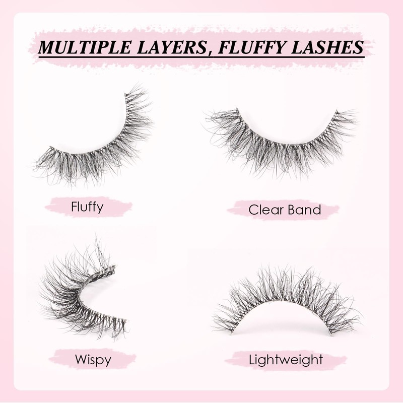 Parriparri Eyelashes, Cat Eye, Fluffy Artificial Eyelashes, Cateye Clear Band,