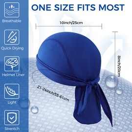 6 Pcs Sweat Wicking Head Wrap Helmet Liner Skull Cap Breathable Dew Do Rags Adjustable Cycling Cap for Outdoor Activities
