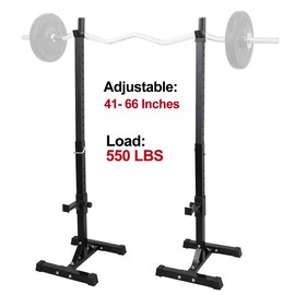 2PCS Adjustable Squat Rack 40"-66" Steel Press Stands Barbell Dumbbell Bench Home Gym Equipment