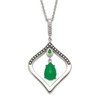Real Stainless Steel/Vintage Antiqued Synthetic Dyed Jade/CZ Cubic Zirconia 2in Extension Pendant Necklace Charm Chain - with Secure Lobster Lock Clasp 18"