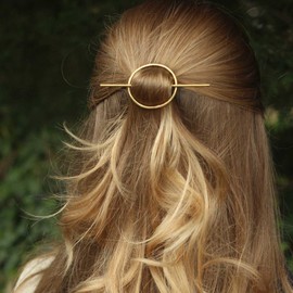 Wendalern Circle Stick Hair Clips Geometric Round Hair Clip Metal Hair Holder Clips Gold Minimalist Hair Clips Decorative Hair Accessories for Women and Girls