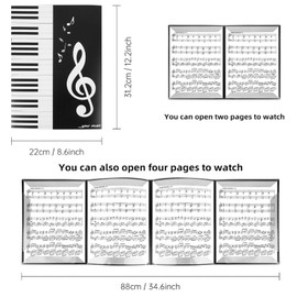 NCCHDZSW Music Folder for Music Sheets 6 Sided Music Sheets A4 Waterproof Black Choir Folder Music Foldable Organiser for Music Sheets Piano Guitar Violin