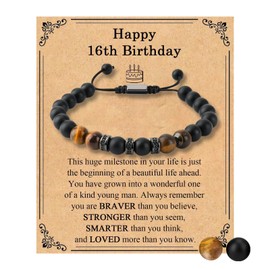 LynixTrade Birthday Bracelet 16 Year Old Gifts for Boys, Gifts for 16 year old boys Unusual Tiger Eye Bracelet Birthday Presents for Son Grandson Brother Nephew Friend