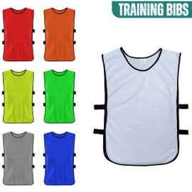 Sterling Sports 12 X Red Training Football Bibs For Adults - Ideal Training Bibs For Football, Basketball, Soccer, Netball, Rugby, Cricket & Hockey – Perfect Training Vest (One Size, Sky)