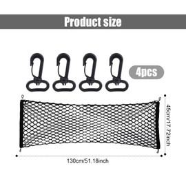 Luggage Net for Pickup Truck Loading Area, 130 x 45 cm Truck Luggage Net, Car Charging Net Cover, Organiser Holder Storage with 4 Hooks, Truck Loading Areas Accessories (Black)