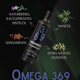 NatureOil Omega 369 Booster – Omega 3 Oil für deine Gesundheit – 100% naturrein & kaltgepresst – Leinöl Bio zum Verfeinern – Hochwertige Inhaltsstoffe – Strengstens kontrolliert