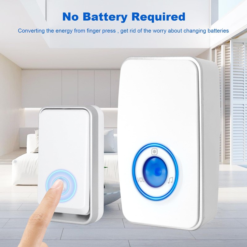 【No Battery Required】 Wireless Doorbell Waterproof, AURTEC Door Chime Kit