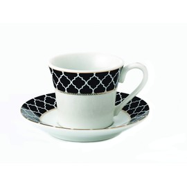 Lorren Home Trends Domino-6 Cups and Saucers, One Size, Black