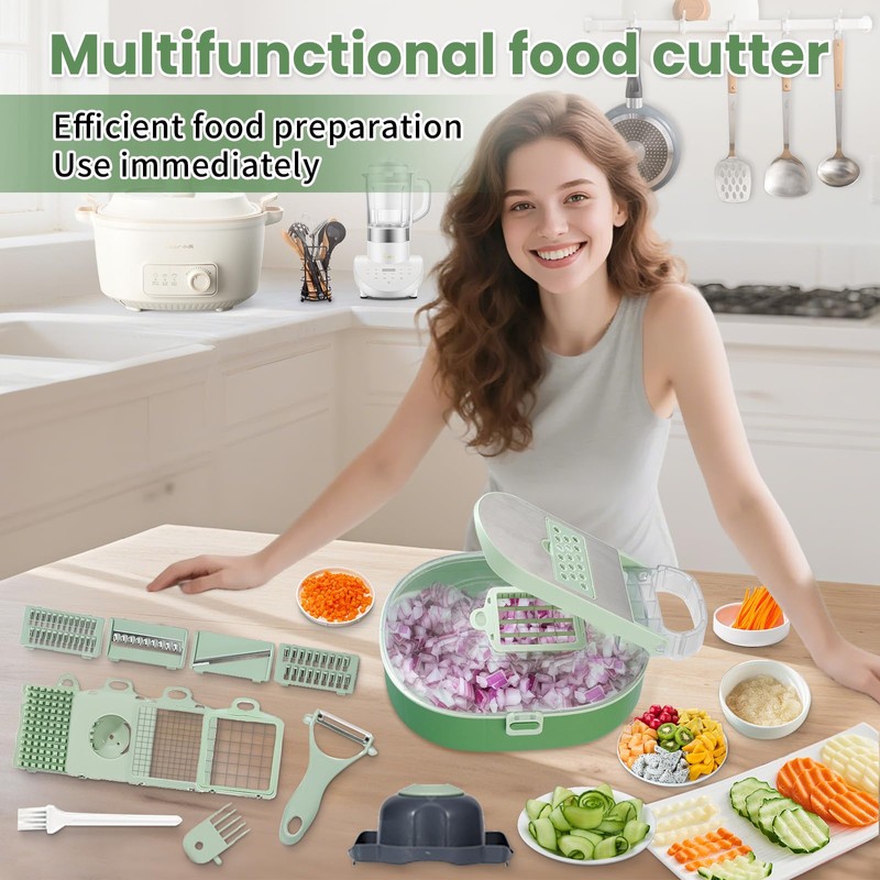 Vegetable Slicer and Chopper with Large Container Multifunction Mandoline Slicer