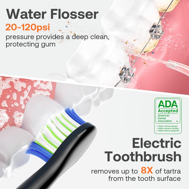 Water Flosser and Electric Toothbrush Combo - Cordless Water Flosser
