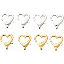 Noguez. Pack con 80 Argollas para Llaveros en forma de Corazón, 40 Dorados y 40 Plateados, Mosquetones para Llaveros, Ganchos con Cierre de Langosta.