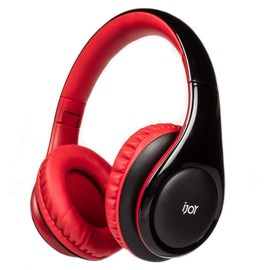 iJoy ISO Bluetooth 5.0 Auriculares estéreo plegables inalámbricos con batería de 30 horas y micrófono integrado, color negro y rojo