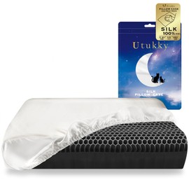 Utukky Silk Pillow Cover, Elastic (Hot Topic on TV) Single-Sided Silk 100% Pillow Case, Pillow Cover, Washable, Reduces Sleeping Habits, Antibacterial, Deodorization, Beautiful Hair, Beautiful Skin,