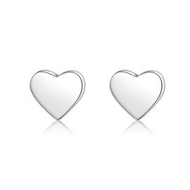 Reffeer Solid 925 Sterling Silver Small Heart Stud Earrings for Women Teens Heart Earrings Post Stud Earrings Hypoallergenic (A-Silver)