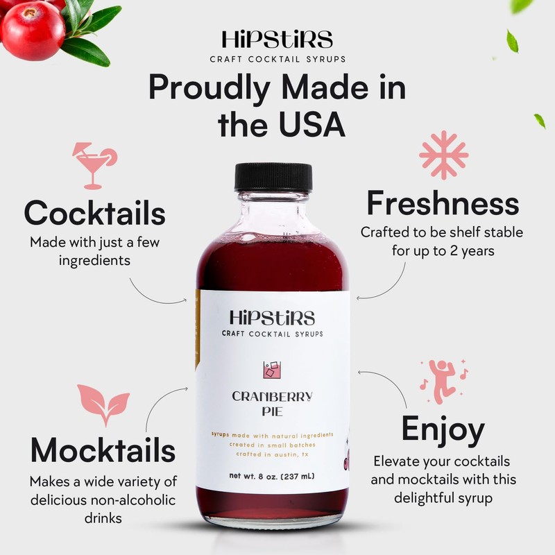 HipStirs Cranberry Syrup for Drinks - Our Cranberry Pie Syrup
