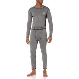 MeetHoo Men’s Thermal Underwear Set, Compression Base Layer Sports Long Johns Fleece Lined Winter Gear Running Skiing, Gray, X-Large