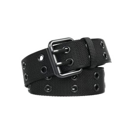 PlusZis Double Prong Buckle Nylon Punk Belt Men Women, Sizes 28-64 Inches