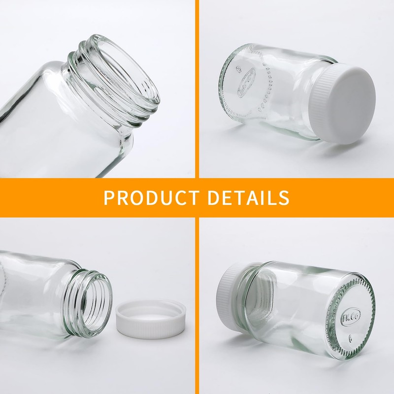 Woaiwo-q Juice Shot Bottles Set,2 Oz Wide Mouth Jars for