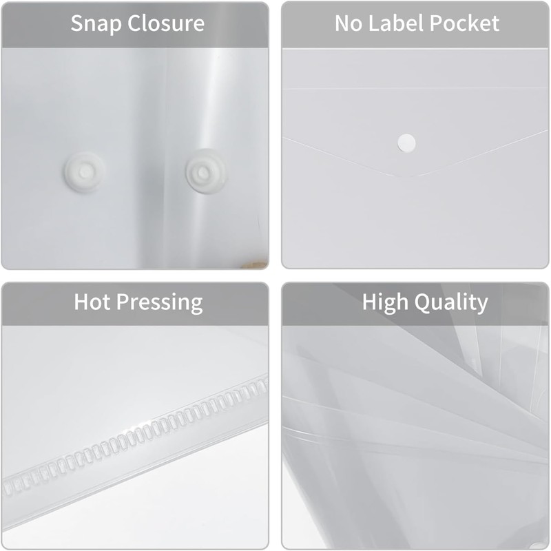 12Pcs A4 Clear Plastic Envelopes Transparent Poly Envelopes Clear Document