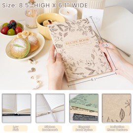 Blank Recipe Book with Waterproof Hardcover, Recipe Book to Write in Your Own Recipes, 70+ Empty Family Recipe Book, Recipe Notebook, Beige