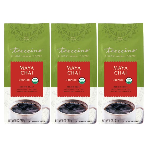 Teeccino Maya Chai Chicory Coffee Alternative - Ground Herbal Coffee