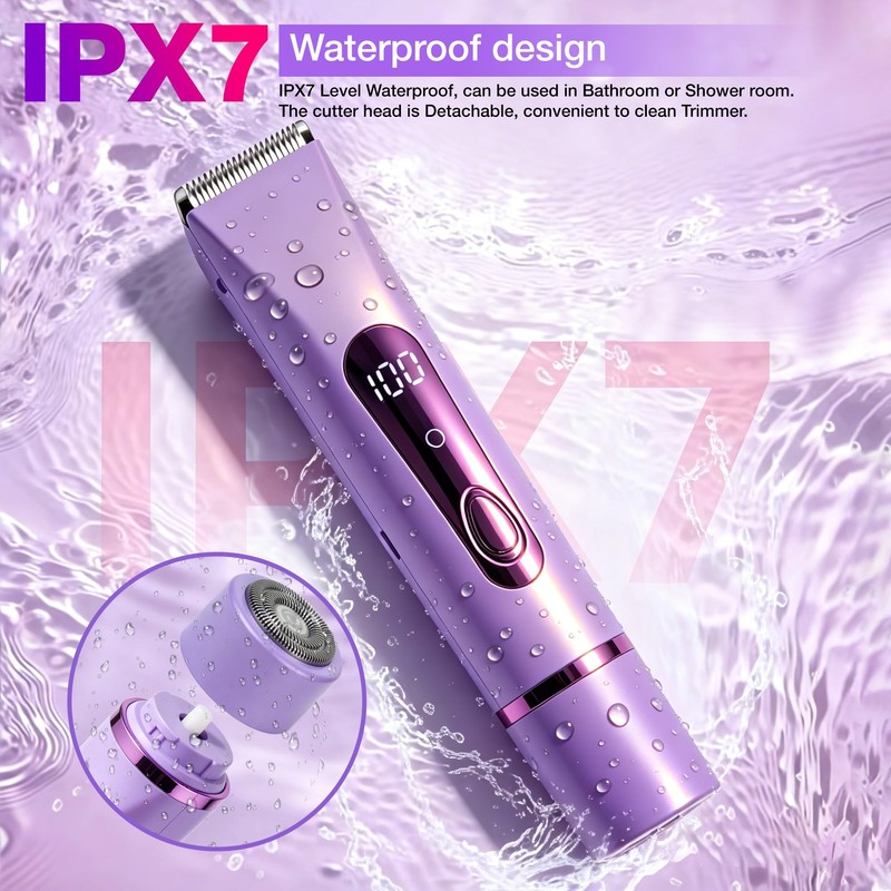 2-in-1 Bikini Trimmer for Women, Electric Razor, Waterproof Bikini Shaver