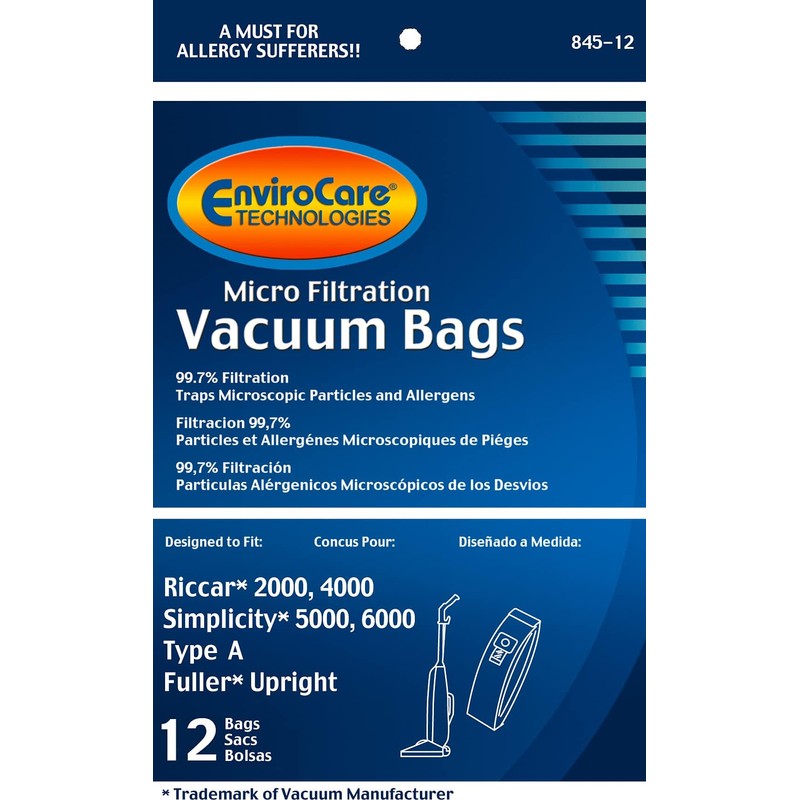 EnviroCare Replacement Micro Filtration Vacuum Cleaner Dust Bags made to