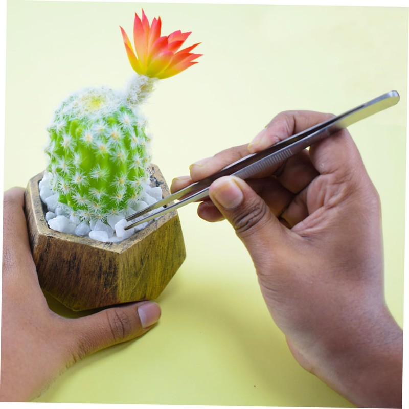 OATIPHO 4pcs Stainless Steel Tweezers Non-skid Forceps with Blunt Tips