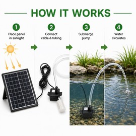 6W Solar Pond Pump Kit – 9V Submersible Water Pump for Ponds, Fountains, Fish Tanks & Outdoor Water Circulation