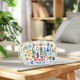 VAMSII Greek Souvenir Gift Greece Travel Toiletry Cosmetic Bag Greek Island Gift Greece Lover Gift Greek Tourist Makeup Bag (USGreeceToiletry)