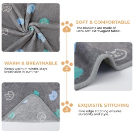 luciphia Dog Blanket Cat Blankets Washable Fluffy 1 Pack 3 Blankets Super Soft Fluffy Cuddly Blanket Fleece Pet Blankets for Dogs Cats Can Be Used for Sofas, Cars, Beds, Cat Head 40 x 60 cm