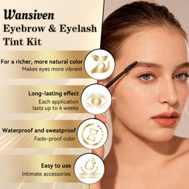 Wansiven Eyebrow & Eyelash Tint Kit — Black Tint for Fuller-Looking Brows and Thicker-Looking Lashes; Long-Lasting Color for Up to 6 Weeks; Salon-Quality DIY Tinting Experience at Home (7ml | Black)