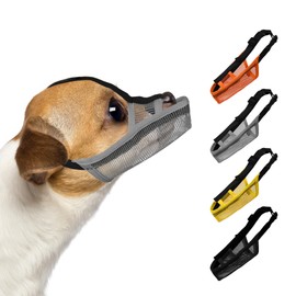 JOYPAWS Soft Dog Muzzle for Small Medium Large Dogs Long Snout Breathable Air Mesh Drinkable Pet Muzzle to Prevent Biting Chewing with Adjustable Straps Anti-Barking Licking (Grey, XXS)