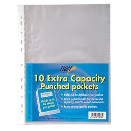 Shopping Sky 10 A4 Extra Capacity Punched Pockets Strong Plastic Clear File Document Wallet